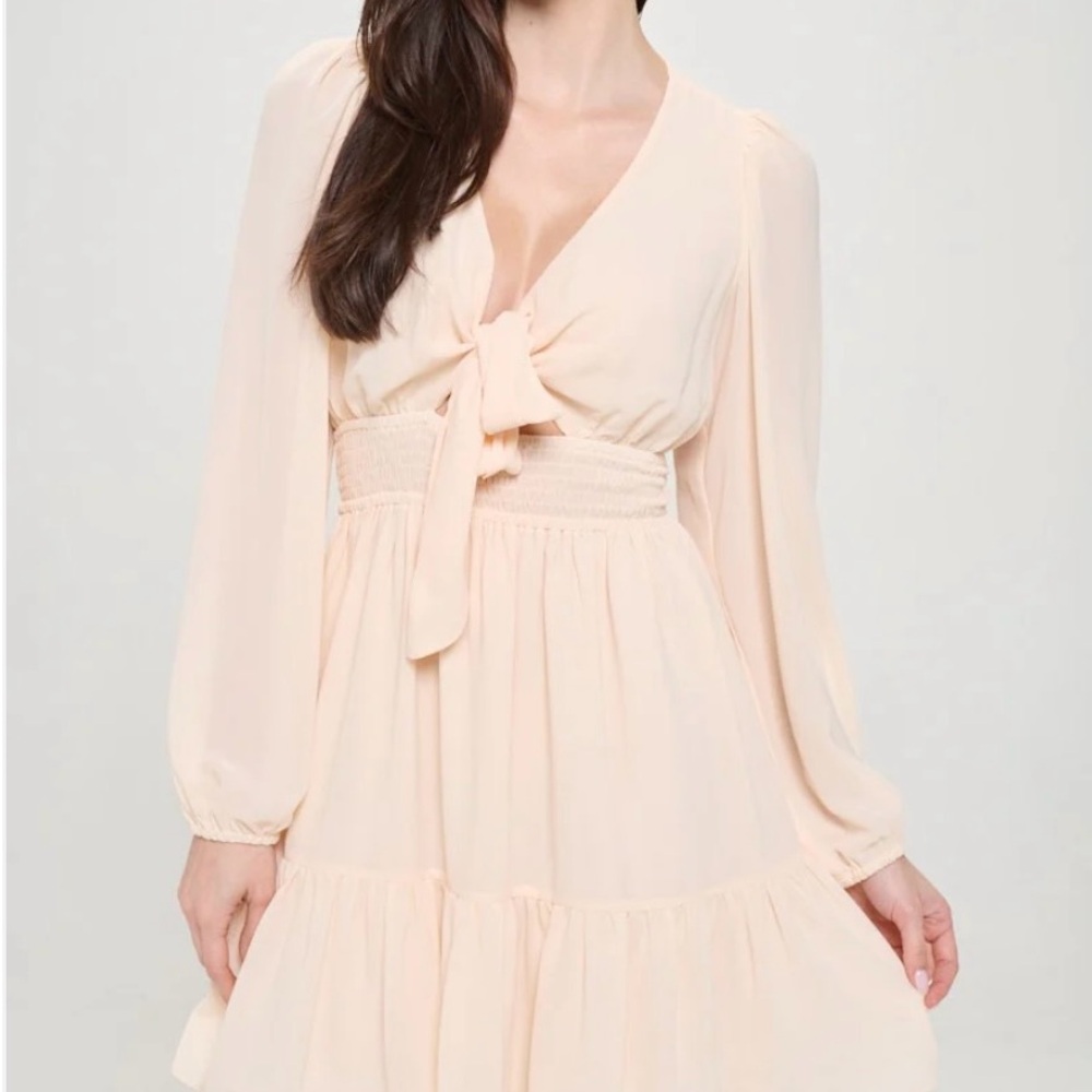 Chic Cream Long Sleeve Dress